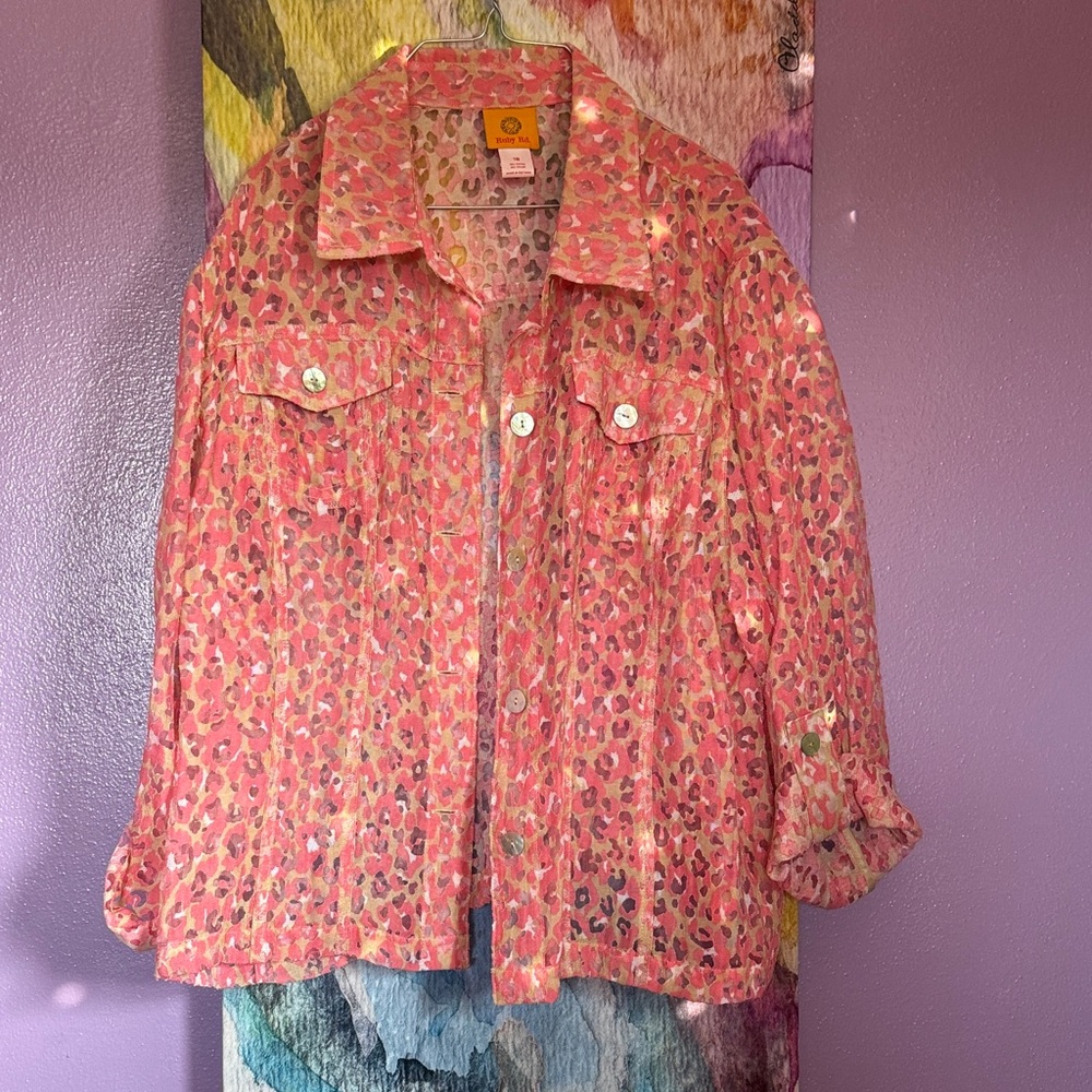 Ruby Rd. Vibrant Pink Patterned Layering Jacket S… - image 1